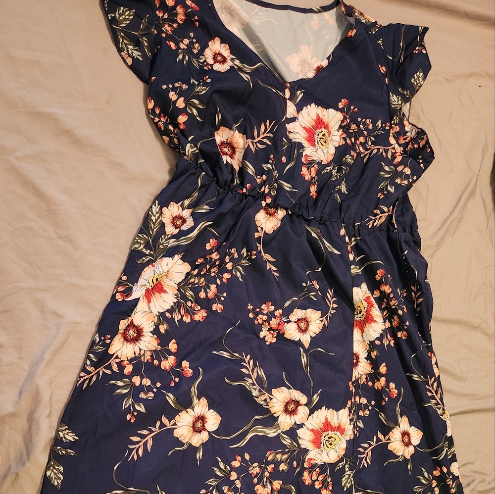 Floral V-Neck Women's Dress